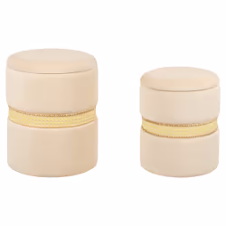 Set of 2 Storage Pouffes MEDFORD Velvet Cream 30/34 cm 30/34 cm 38/43 cm