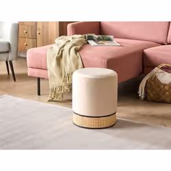 Pouffe YANKTON Velvet Beige 35 cm 35 cm 42 cm