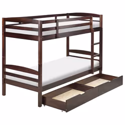 Bunk Bed with Drawers Pine Wood REGAT 90 x 200 cm (EU Single) Dark Brown
