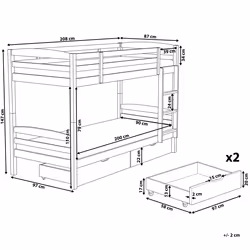 Bunk Bed with Drawers Pine Wood REGAT 90 x 200 cm (EU Single) Grey