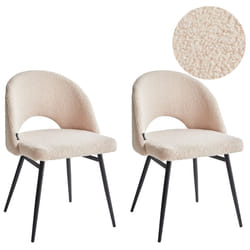 Set of 2 Dining Chairs ONAGA Boucle Beige