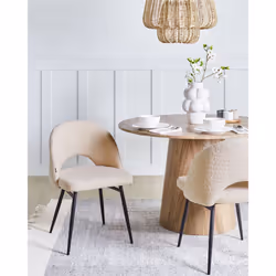Set of 2 Dining Chairs ONAGA Boucle Beige