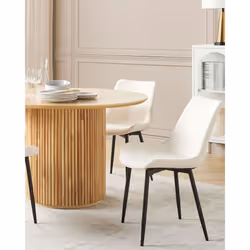 Set of 2 Dining Chairs AVILLA Boucle White