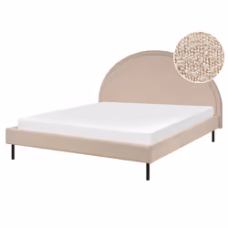 Bed Boucle MARGUT 160 x 200 cm (EU King Size) Beige