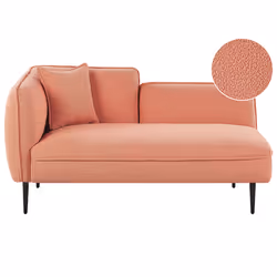 Left Hand Chaise Lounge CHEVANNES Boucle Peach Pink