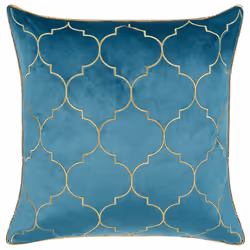Set of 2 Decorative Cushions ALYSSUM Velvet 45 x 45 cm Blue Trellis Pattern