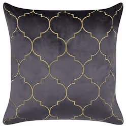Set of 2 Decorative Cushions ALYSSUM Velvet 45 x 45 cm Grey Trellis Pattern