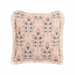 Fringed Cushion Leaf Pattern 60 x 60 cm Beige RUDBECKIA
