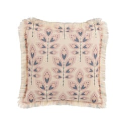 Fringed Cushion Leaf Pattern 60 x 60 cm Beige RUDBECKIA