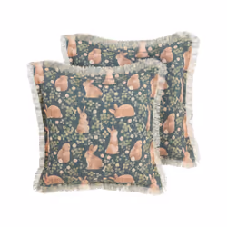 Set of 2 Cushions Rabbit Print 45 x 45 cm Green ALSTROEMERIA