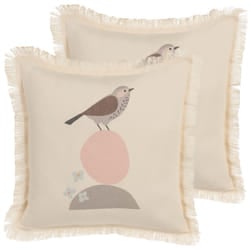 Set of 2 Decorative Cushions WATTLE 60 x 60 cm Light Beige Animal Pattern
