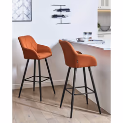 Set of 2 Bar Chairs DARIEN Orange