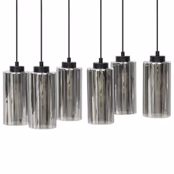 6 Light Glass Pendant Lamp Grey PURIRI