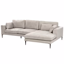 Corner Sofa FLAM Velvet Grey 3 Seater Left Hand