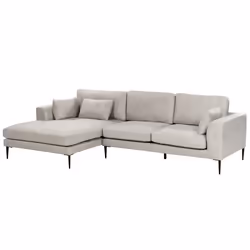 Corner Sofa FLAM Velvet Grey 3 Seater Right Hand