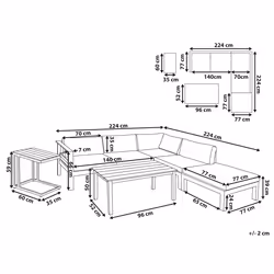 Garden Corner Sofa with Table 5 Seater MESSINA Left Hand Metal Beige