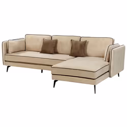 Corner Sofa ALTAN Velvet Beige 3 Seater Left Hand - Additional view 4