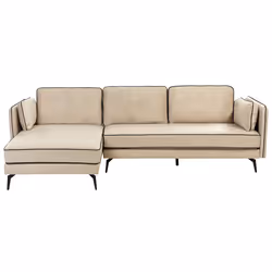 Corner Sofa ALTAN Velvet Beige 3 Seater Right Hand
