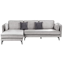 Corner Sofa ALTAN Velvet Light Grey 3 Seater Right Hand