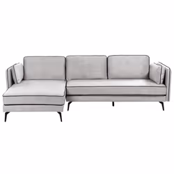 Corner Sofa ALTAN Velvet Light Grey 3 Seater Right Hand