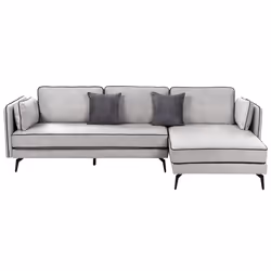 Corner Sofa ALTAN Velvet Light Grey 3 Seater Left Hand