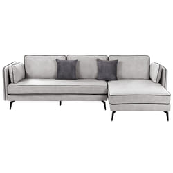 Corner Sofa ALTAN Velvet Light Grey 3 Seater Left Hand