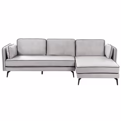 Corner Sofa ALTAN Velvet Light Grey 3 Seater Left Hand