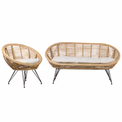 Garden Sofa Set 3 Seater MARATEA Rattan Natural