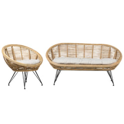 Garden Sofa Set 3 Seater MARATEA Rattan Natural