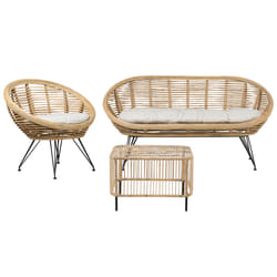 Garden Lounge Set with Table 3 Seater MARATEA/CESENATICO Rattan Natural