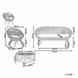 Garden Lounge Set with Table 3 Seater MARATEA/CESENATICO Rattan Natural