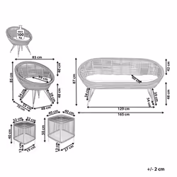 Garden Lounge Set with Table 3 Seater MARATEA/CESENATICO Rattan Natural