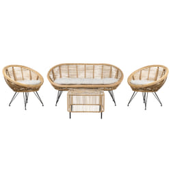 Garden Lounge Set with Table 4 Seater MARATEA/CESENATICO Rattan Natural