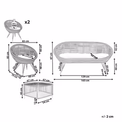 Garden Lounge Set with Table 4 Seater MARATEA/CESENATICO Rattan Natural