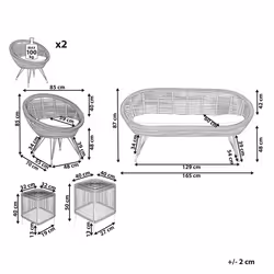 Garden Lounge Set with Table 4 Seater MARATEA/CESENATICO Rattan Natural