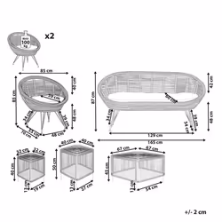 Garden Lounge Set with Table 4 Seater MARATEA/CESENATICO Rattan Natural