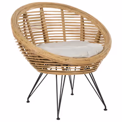 Garden Lounge Set with Table 4 Seater MARATEA/CESENATICO Rattan Natural