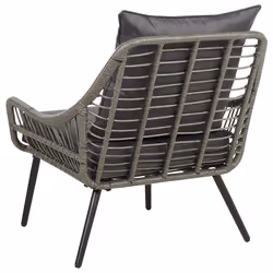 Bistro Set with Cushions LAURETO PE Rattan Grey - Additional view 5