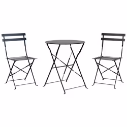 Bistro Set Folding FIORI Metal Black