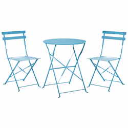 Bistro Set Folding FIORI Metal Sea Blue