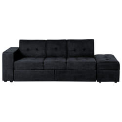 Sofa Bed FALSTER Fabric Black with Storage 3 Seater