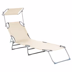 Sun Lounger FOLIGNO II Reclining Metal Cream