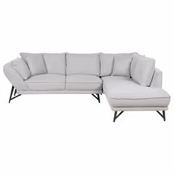 Corner Sofa ELGA Linen Light Grey 3 Seater Left Hand