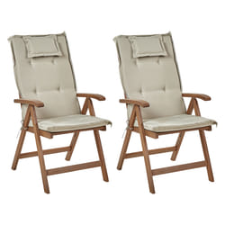 Set of 2 Garden Chairs with Cushions AMANTEA Acacia Wood Taupe