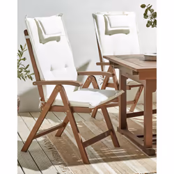 Set of 2 Garden Chairs with Cushions AMANTEA Acacia Wood Off-White