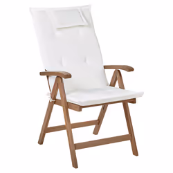 Set of 2 Garden Chairs with Cushions AMANTEA Acacia Wood Off-White