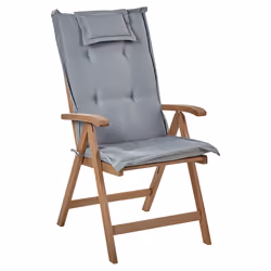 Set of 6 Garden Chairs with Cushions AMANTEA Acacia Wood Grey