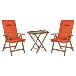 Bistro Set with Cushions Folding AMANTEA Wood Red