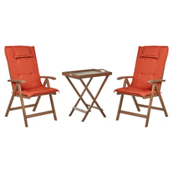 Bistro Set with Cushions Folding AMANTEA Wood Red