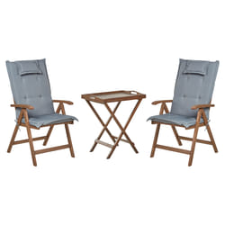Bistro Set with Cushions Folding AMANTEA Wood Grey